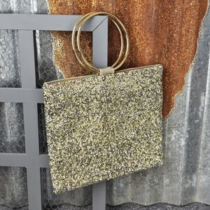 ✨️Sparkle & Shine🌟 Wristlet Gold & Silver  Glitter Clutch with Ring Handles